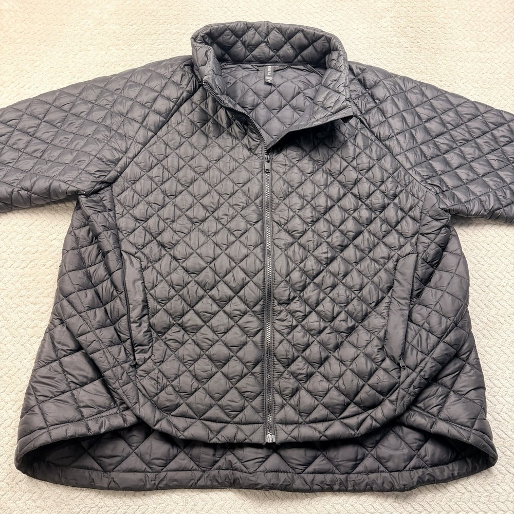 Athleta Womens Whisper Featherless Quilted Puffer Jacket Black size 2X Full Zip
